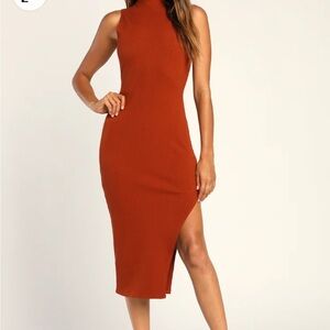 Sleeveless Rust Midi Dress